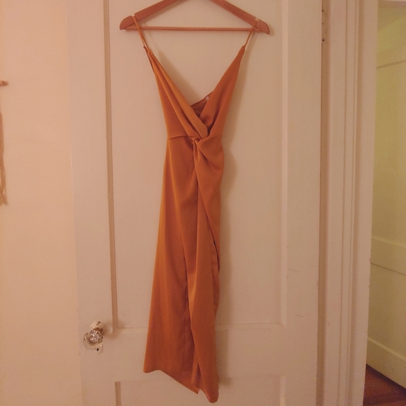 ASOS midi strappy cami dress w/ knot front plunge - Picture 3 of 5